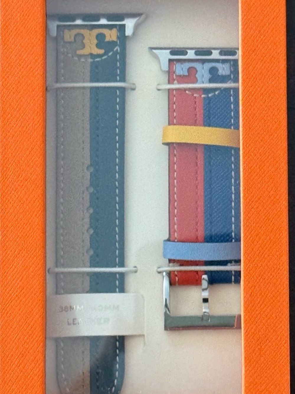 Tory Burch Colorblock Leather Apple Watch Strap - Multi-Color - Picture 2 of 4